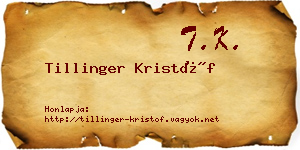 Tillinger Kristóf névjegykártya